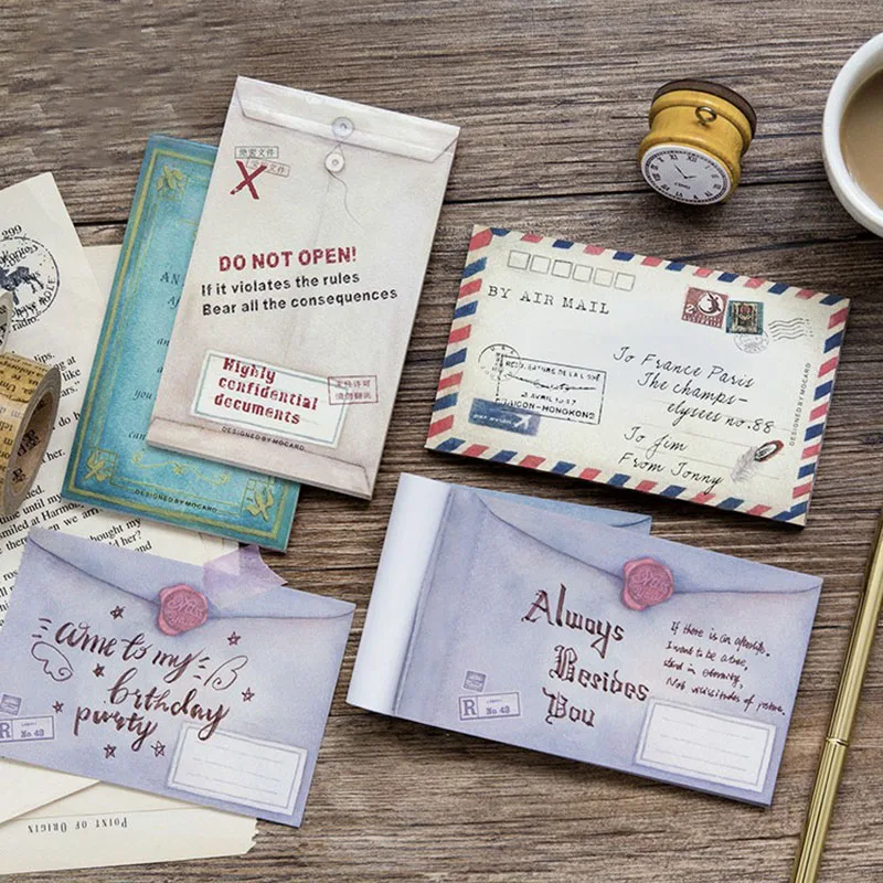 

Vintage Envelope Contract Memo Pads Chancery Paper Sticky Notes Notepad Kawaii Stationery Kids Gift DIY Scrapbook Dairy Stickers
