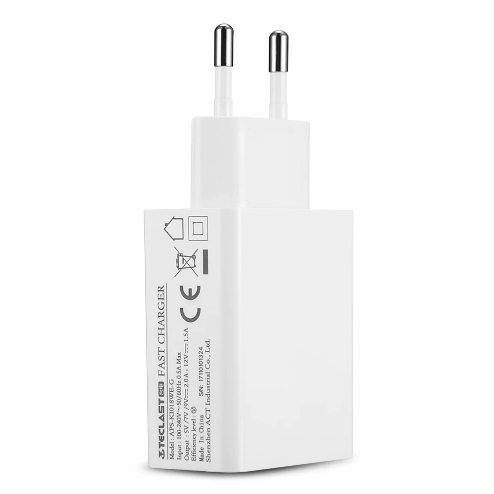 Teclast АПС-KI018WE-быстрая Зарядное устройство ЕС плагин для Teclast Master T8/T10 Белый USB Порты и разъёмы в минималистском стиле легкий и компактный