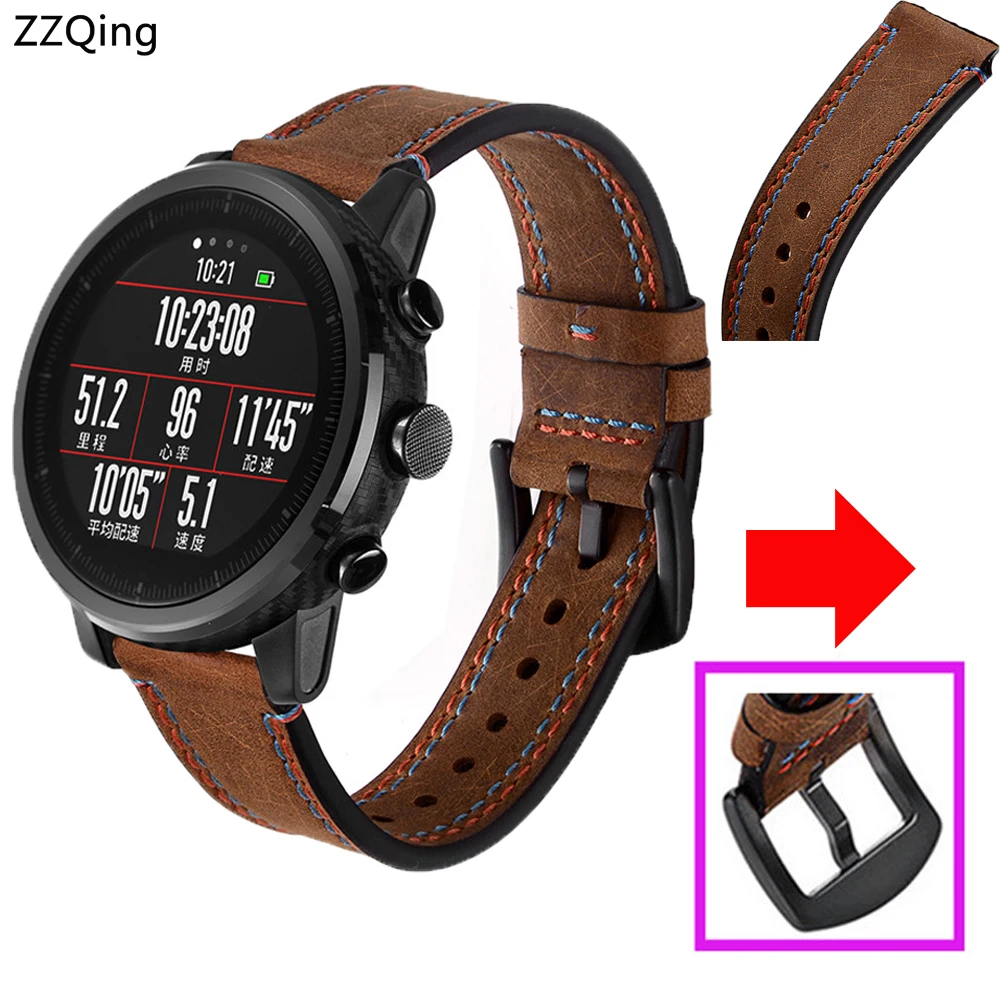 Huami AMAZFIT Stratos pace 2 ремешок умные часы кожаный ремешок браслет полосы 22 мм ремень ZZQing для xiaomi huami amazfit 2 ремни