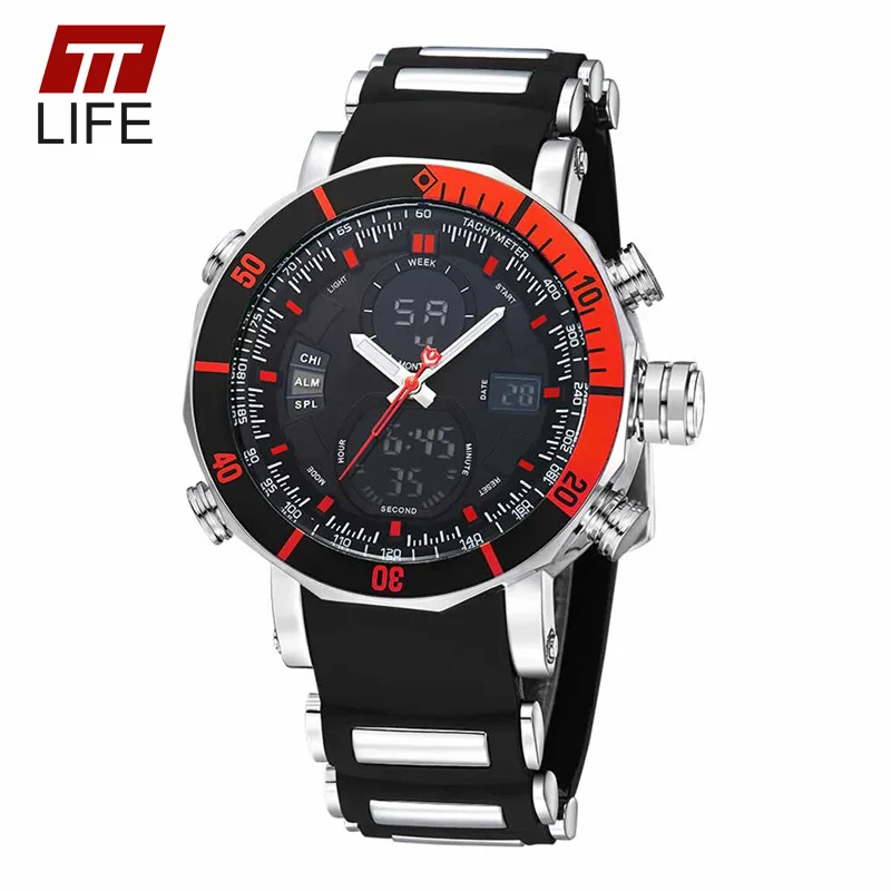 

TTLIFE Famous Brand Men New Sports Digital Watch LED Analog Dual Display Wristwatch Alarm Business Luxury Quartz Watches 005