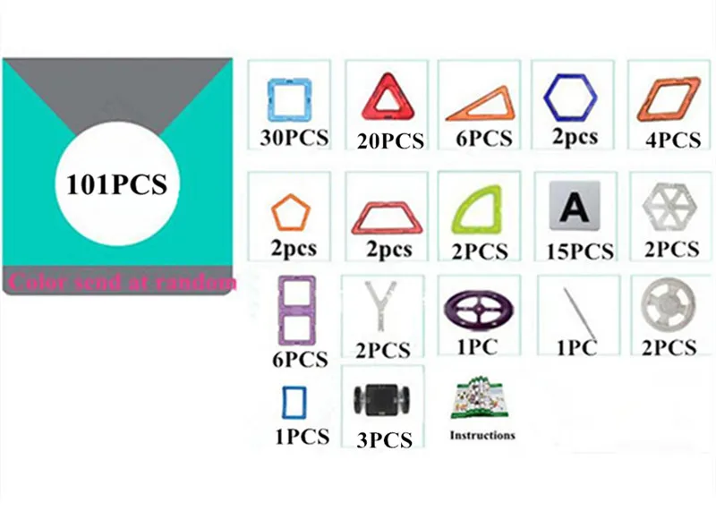 72 шт. 82 шт. 91 шт. 101 шт. большой размер магнитный Набор конструкторов для мальчиков и девочек строительные магниты игрушки Магнитный конструктор для детей подарок - Color: Sky blue
