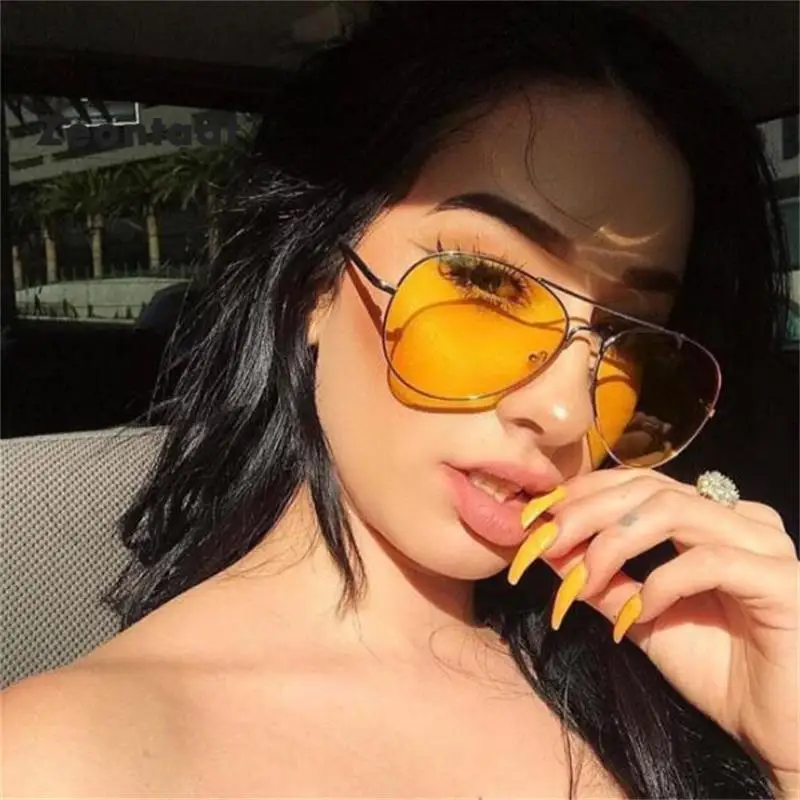 

Zeontaat 3025 Yellow Color Glass Lens Oversized Sunglasses Women Classic Brand Glasses for Men Oculos De Sol UV400