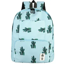 Новинка 2017 года женщин листья кактус печать рюкзаки Mochila рюкзак женская мода холст сумки ретро повседневные школьные сумки дорожные сумки