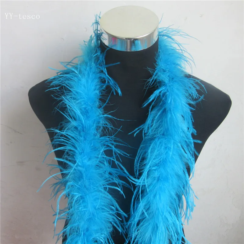 Beautiful 10 m 5 strip natural Ostrich Feathers Boa Quality fluffy Costumes / Trim for Party / Costume / Shawl / Available - Color: Lake Blue