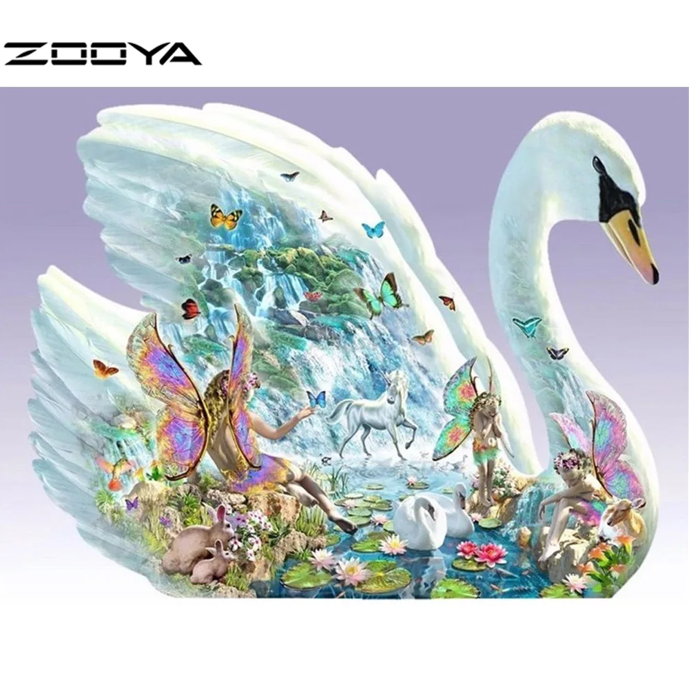 

ZOOYA New Arrival 3D Diamond Painting Cross Stitch Fantasy Swan Handwork Home Decor Animal Mosaic DIY Diamond EmbroideryAT1519