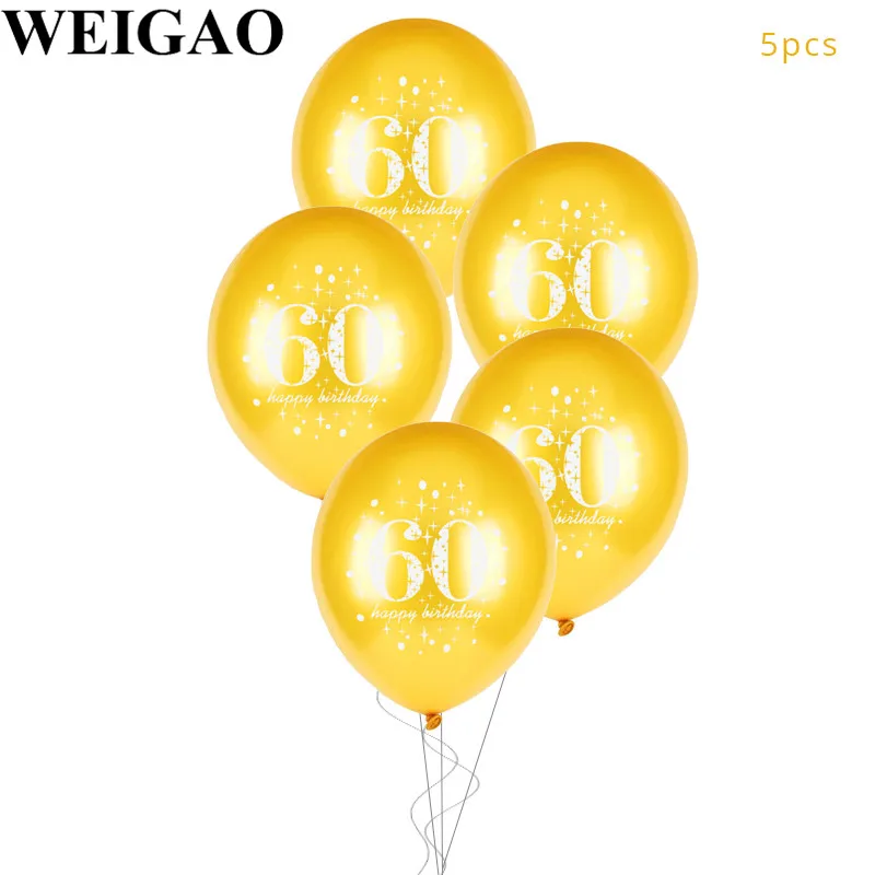 WEIGAO 30/40/50/60th латексные шары для взрослых Декор ко дню рождения конфетти воздушные шары Юбилей День рождения украшения 30 лет воздушные шары - Цвет: 60 gold