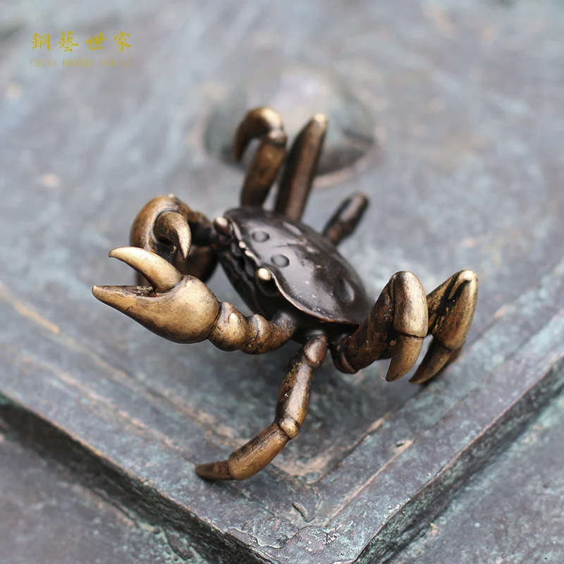 

Copper art covered copper iron pot crab family support the teapot cover frame tea tea pet accessoriesroom Art Statue