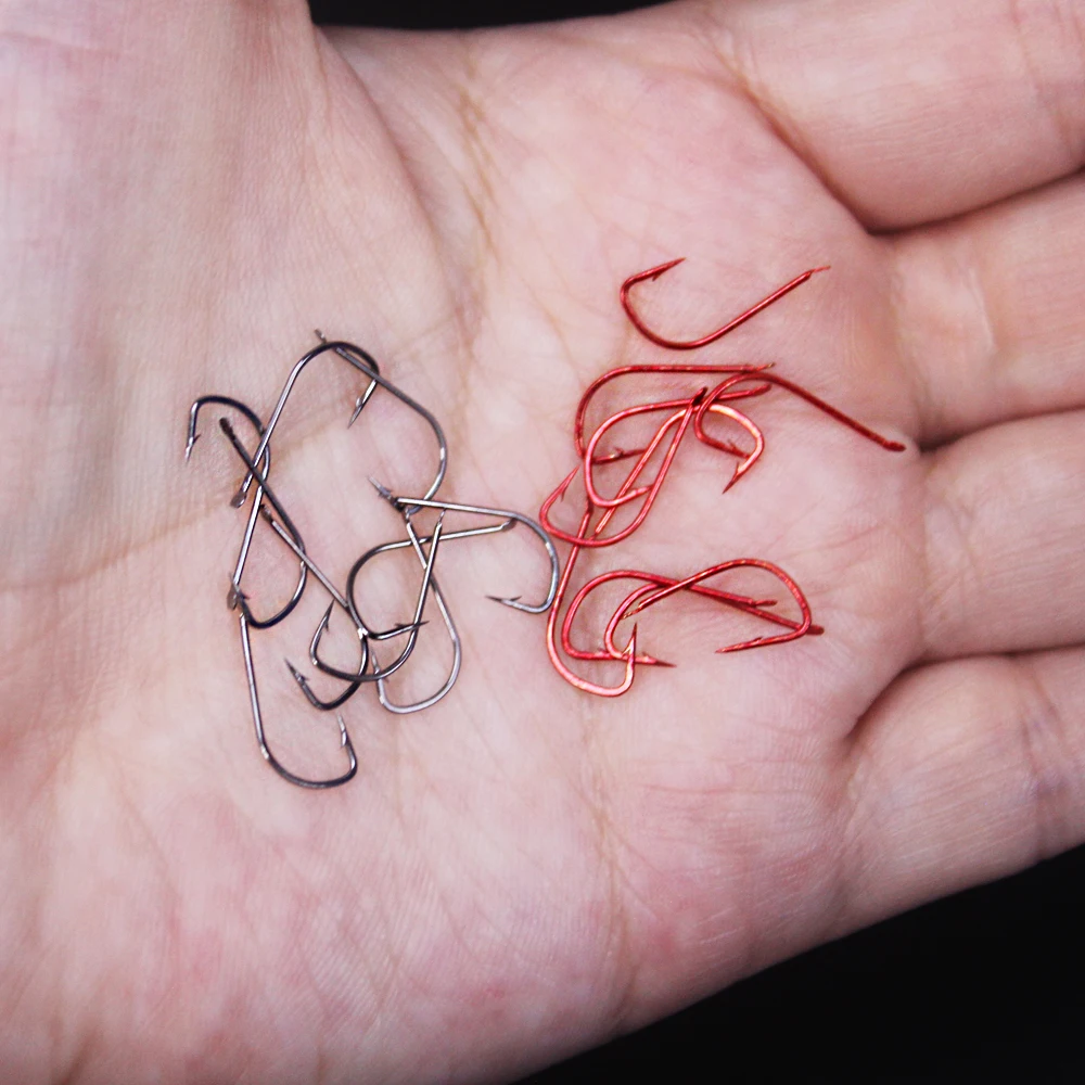 10pcs/lot sode fishing hooks black and red color High Carbon Steel Fishing Hook Sode Non-Barb