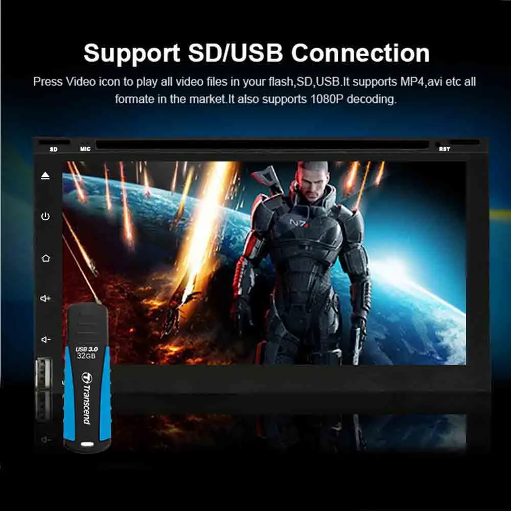 Perfect 2 Din Android 6.0 DVD CD Car Radio Stereo 6.95" Car GPS Navigation Wifi Bluetooth USB Radio Audio Player subwoofer USB SD Player 0
