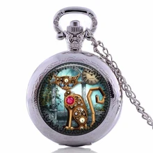 Steampunk Cat Necklace New Fashion Glass Photo Vintage Steampunk Cat Pendant Steampunk Clock Necklace Steampunk Jewelry