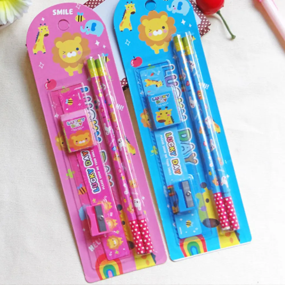 Educational Supplies School Pencil Stutent Stationery Set Cartoon Student Sharpener Stationary Sets Erasers Cartoons Gifts Gift