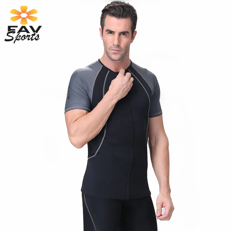 

FAVSPORTS 1.5mm Men Neoprene Jacket Wetsuit Top Black Snorkeling Scuba Surf Canoe Diving Suits for Men Sports Wear