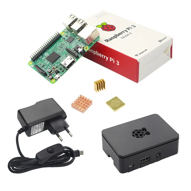 Комплект Raspberry Pi 3 Model B 5V2. 5A блок питания с переключателем+ sd-карта 16G+ корпус ABS+ вентилятор охлаждения+ радиатор+ кабель HDMI+ камера 5 Мп