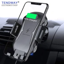 Tendway Авто зажимное беспроводное автомобильное зарядное устройство смарт индукция Стенд Автомобильный вентиляционный держатель телефона для iphone huawei samsung S9