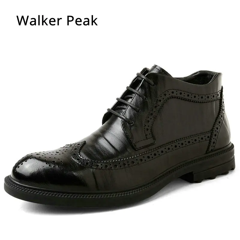 Genuine Leather Men Boots Winter Ankle Boots Fashion Footwear Lace Up Brogue Dress Shoes High Quality Vintage Mens Shoes Brand цена Genuine Leather Men Boots Winter Ankle Boots Fashion Footwear Lace Up Brogue Dress Shoes High Quality Vintage Mens Shoes Brand цены онлайн