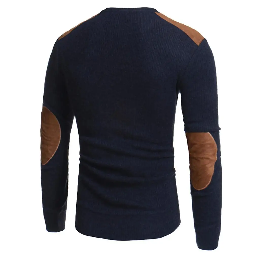 Мужской зимний теплый вязаный свитер Повседневный пуловер круглый вырез длинный рукав тонкий Топ SAN0