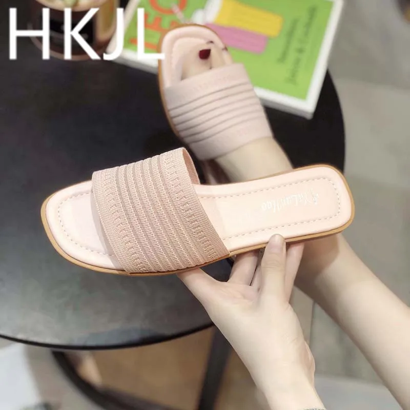 

HKJL 2019 slippers women fashion wear the new summer version of the Korean version with a flat bottom slippers A527
