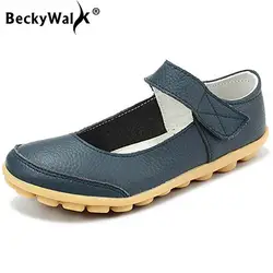 Beckywalk/сезон: весна–лето женские туфли на плоской подошве водонепроницаемые туфли с зауженным мыском женские удобные Пояса из натуральной