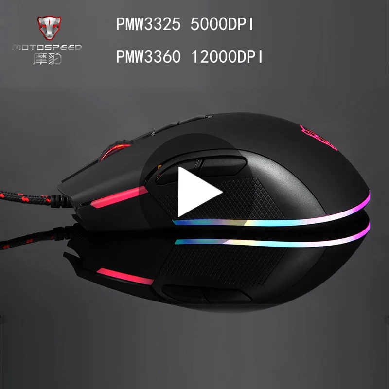 Motospeed V70 PMW3360 PMW3325 игровая мышь геймер Mause Проводная с подсветкой для ноутбука ПК