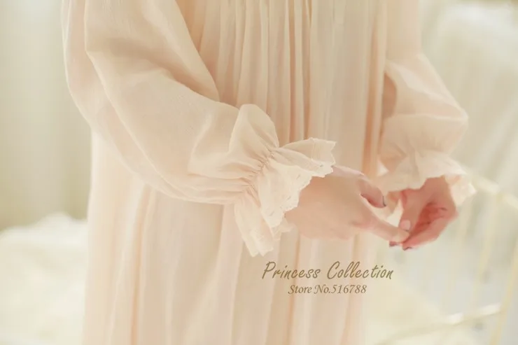 Хлопок, белая длинная Пижама принцессы, розовая ночная рубашка, женская одежда для сна, женская пижама