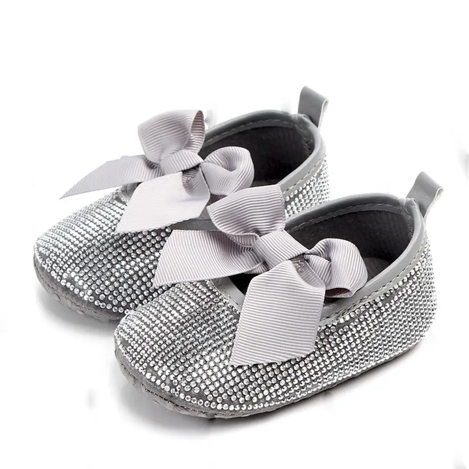 Baby Girl Shoes Diamond Decoration With Bow Shoes Soft Sole Shoes ...