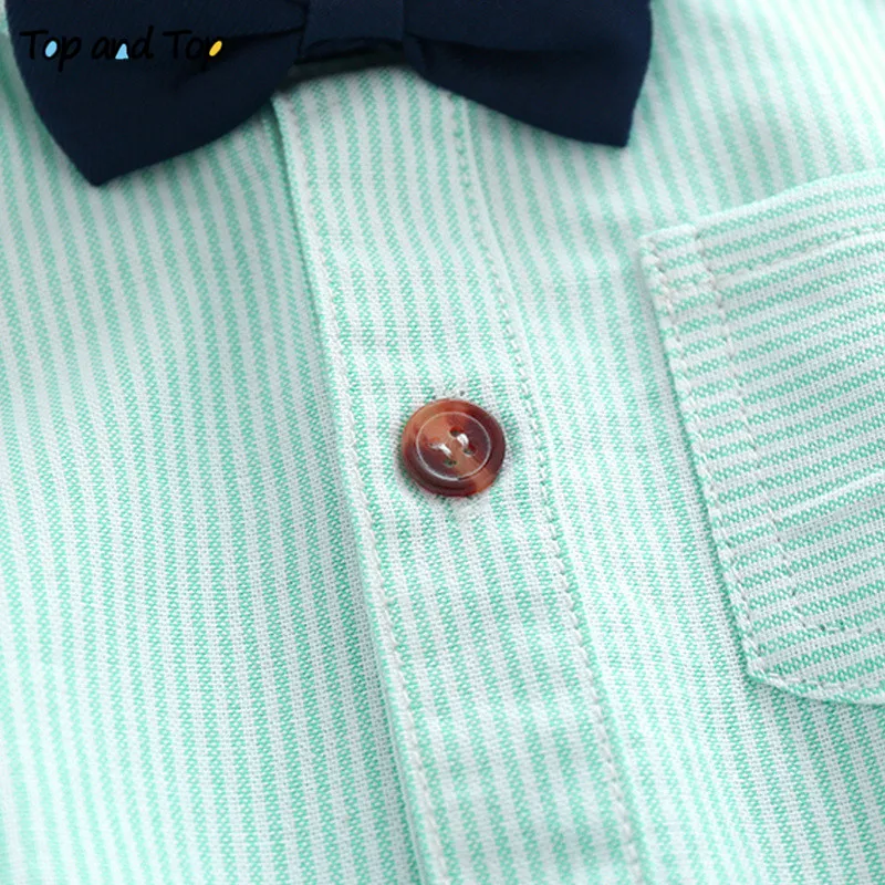 Топ и топ летняя одежда для маленьких мальчиков джентльменский набор одежды в полоску хлопок короткий рукав футболки+ шорты+ галстук-бабочка(3 шт./компл