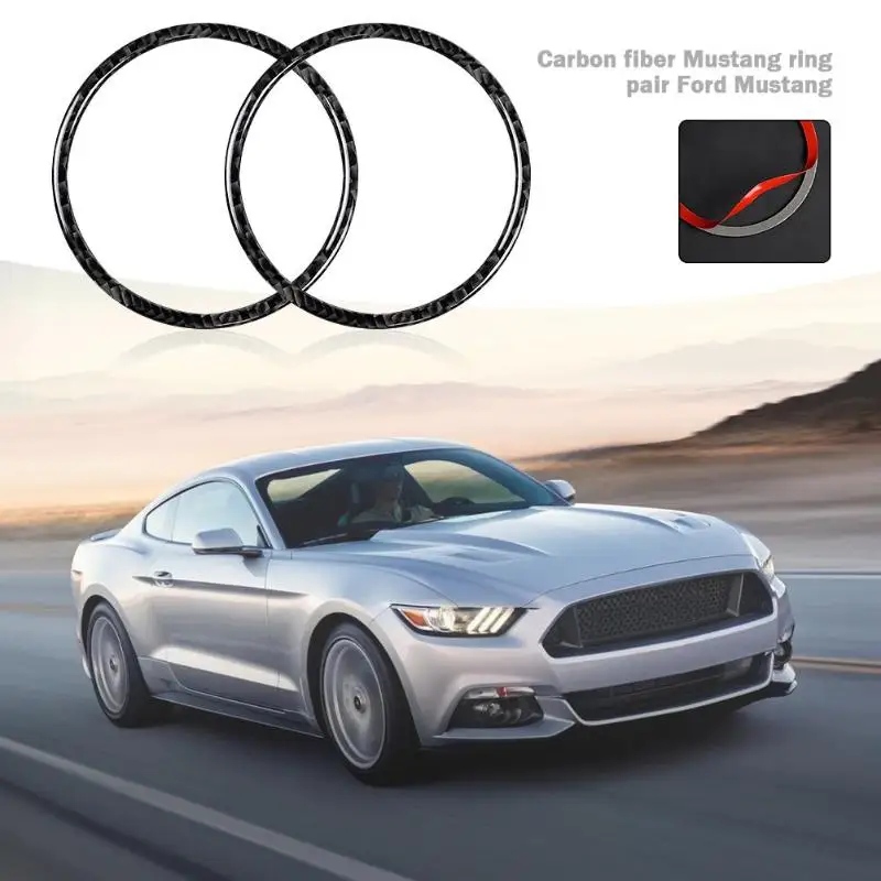 2шт углеродного волокна Автомобильный Дверной динамик отделка кольца для Mustang