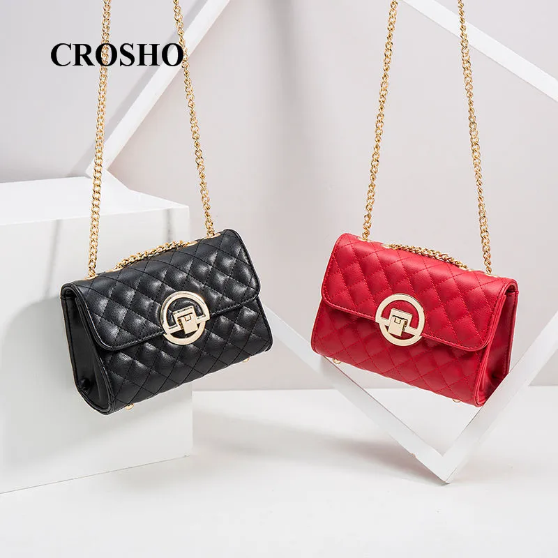 

CROSHO Chic on The Small Bag Chic New Ling Lattice Chain Bag Diamond Lattice Messenger Bags