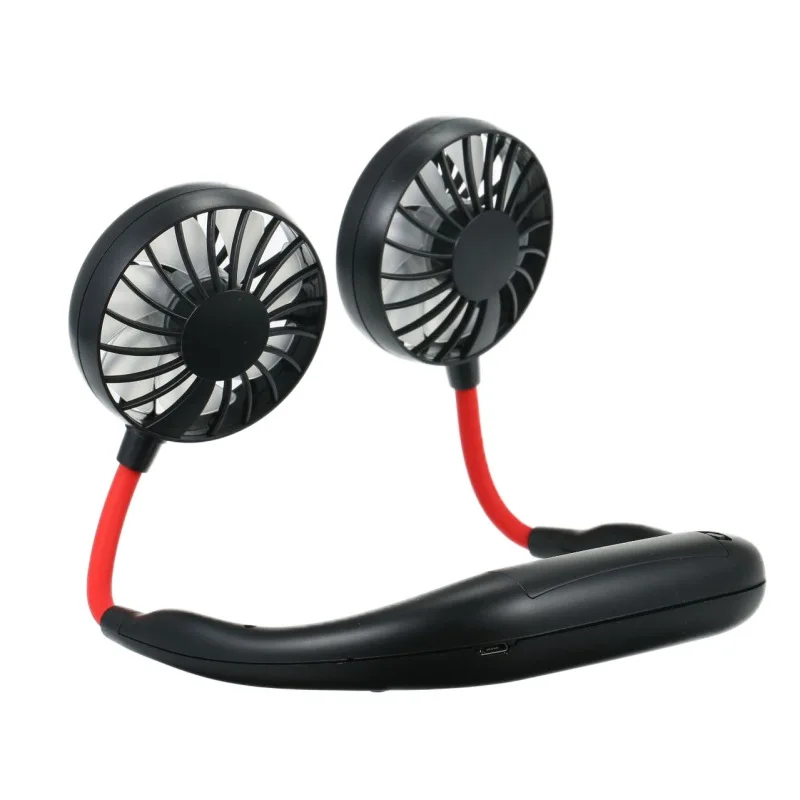 

Neck Band Fan Portable Mini Double Wind Head Neckband Fan with USB Rechargeable Air Cooler for Traveling Outdoor Office
