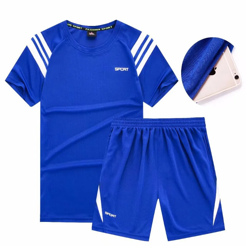 Мужской комплект, рубашка, шорты, спортивные костюмы для мужчин, s, летние спортивные костюмы, комплекты, повседневные пляжные толстовки с коротким рукавом+ штаны, спортивный костюм, спортивный костюм - Цвет: FK077 Blue