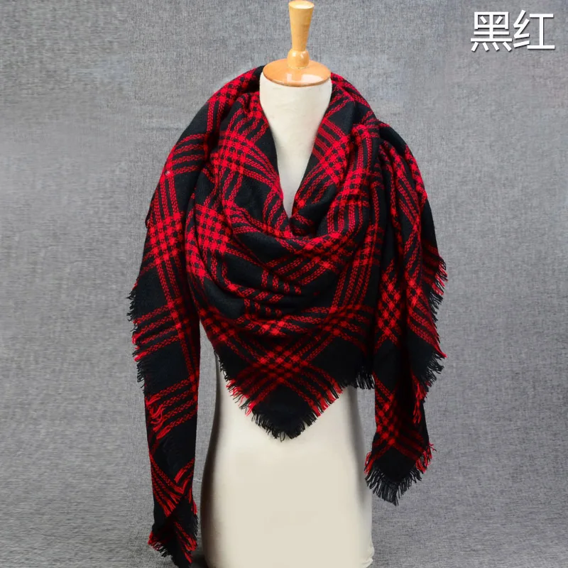 Женский клетчатый шарф Красный квадратный кашемировый в клетку 140 см * см|plaid scarf
