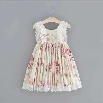 

2018 Soft Cotton Printed Lace Vest Dresses, Princess Girls Sweet Dazzel Clothing 5 pcs/lot,Wholesale