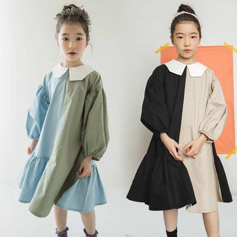 

New 2019 Girls Clothes Tao Two Colors Patchwork Ruffle Princess Dress Personality Teen Girls Clothing Its A girl Vestido lol