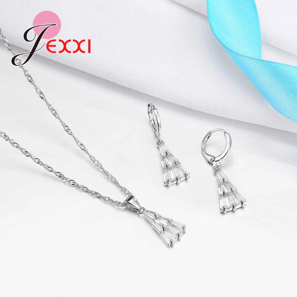 Комплект из колье и серёг серебра 925 пробы|crystal bridal jewelry set|jewelry sets for womenbridal |