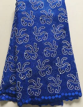 

New Designs African French Lace Fabric High Quality Nigeria French Net Lace 2019 With Stones and Beaded For Women ELL2980 BLUE