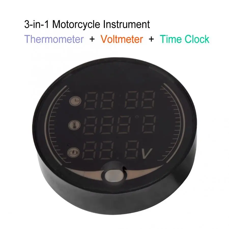 3-в-1 12V мотоциклов Электронный цифровой термометр Вольтметр Часы реального времени Температура датчик аксессуары для мотоциклов
