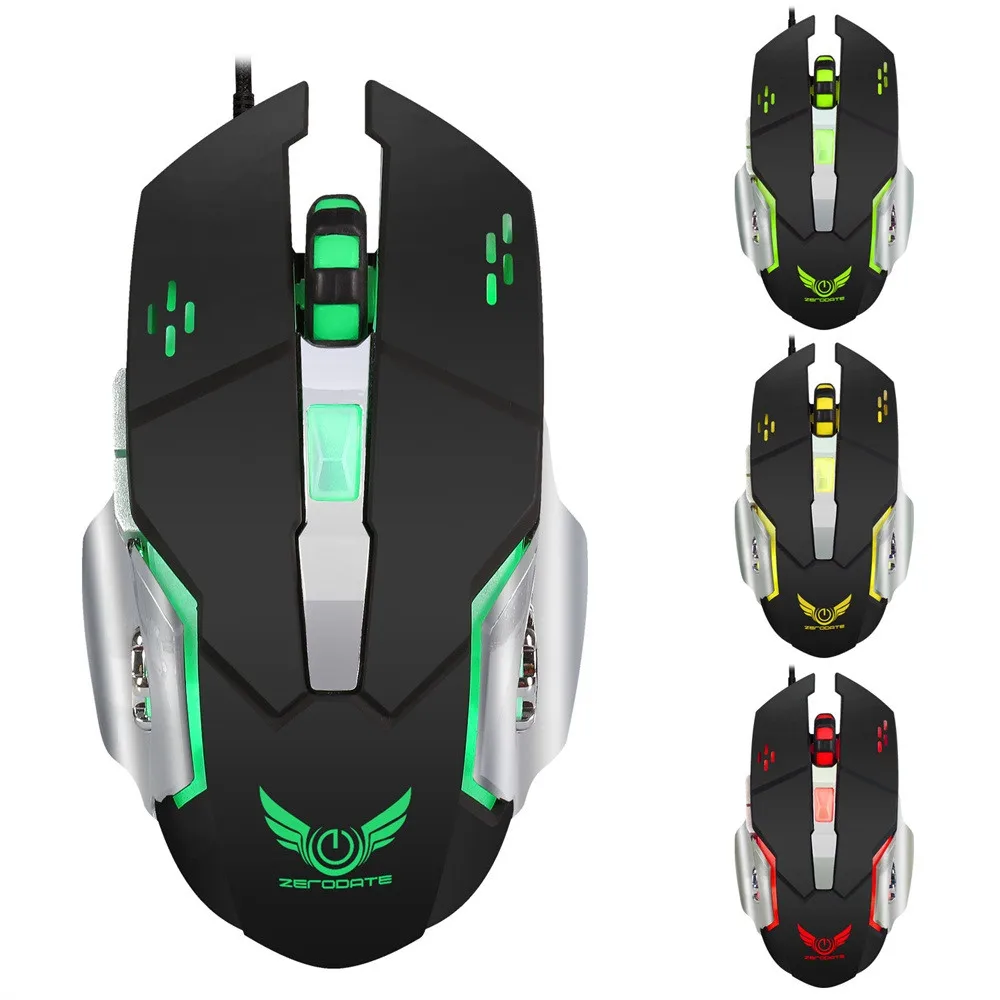 ZERODATE X500DU Mechanical Macros Define Game Mouse 6 Programmable Keys