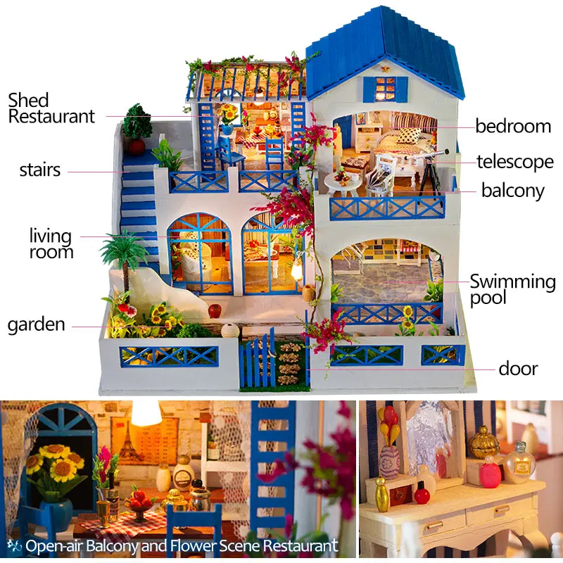Мебель для девочек DIY Миниатюрный Кукольный дом 3D деревянные куклы головоломки дома игрушки для детей миниатюрный кукольный домик набор мебели