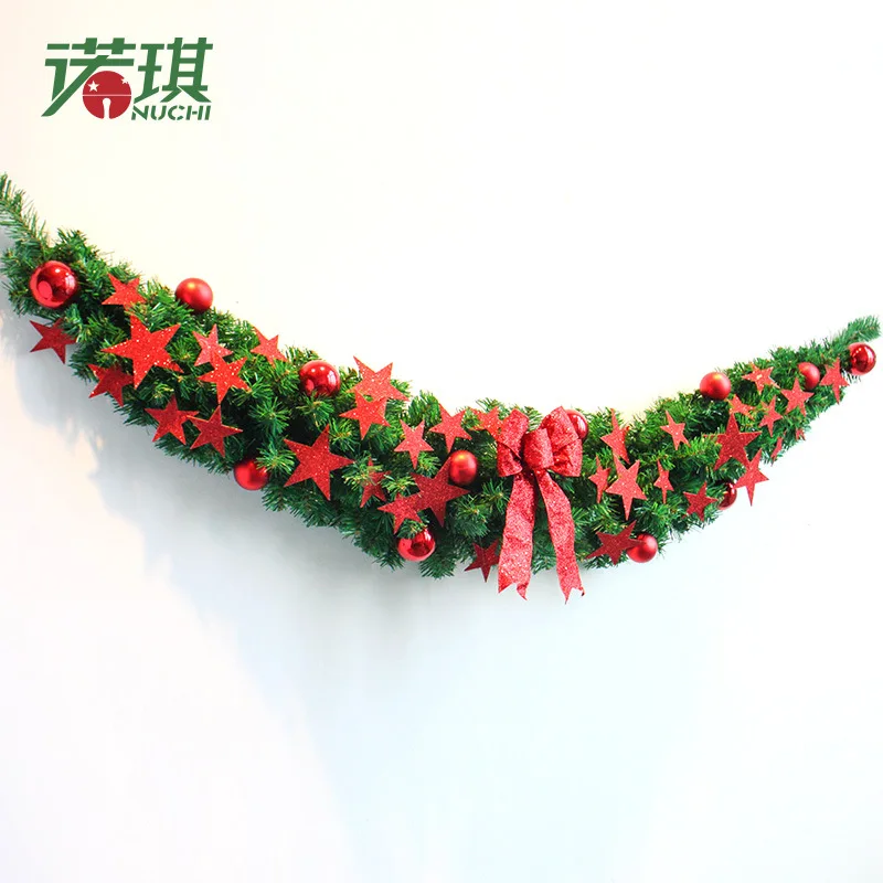 

NU CHI 2018 Christmas Ornaments Claw Vine Stars & Bow & Intensive Harvest Fruit & Pine Needles Christmas Wreath Party Essential