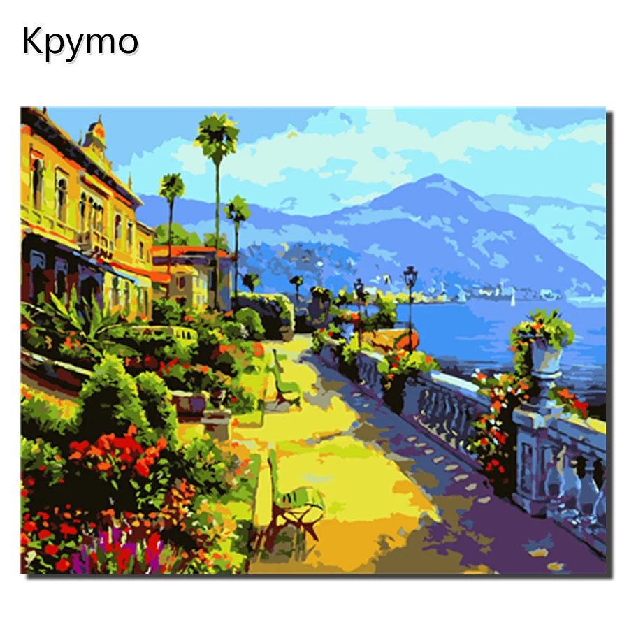 

Kpymo Framed Pictures DIY Painting By Number landscape Wall Art Acrylic Paintings Handpainted Home Decor For Living Room VA-0374