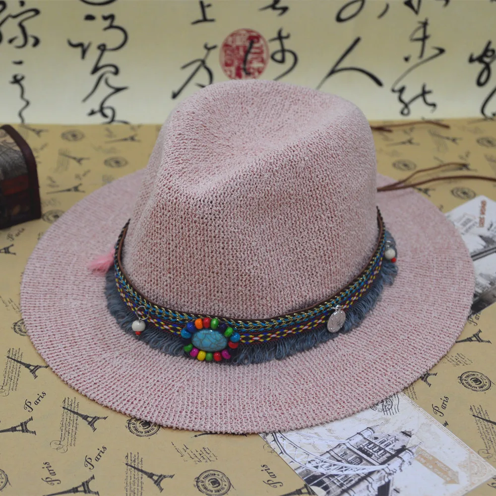 Летняя женская мужская открытая западная ковбойская шляпа для джентльмена шляпа с ручной работы папа шляпа с размером 57-59 см