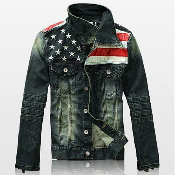 

American Style Men 's Denim Jackets XXXL Plus Size Male Streetwear Spring Vintage Mens Jeans Jacket and Coats Cheap Price A653