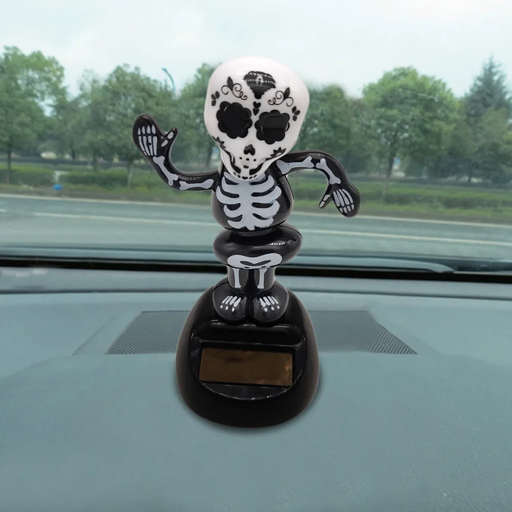 

Car skull solar energy shaking body ornament swing the head resin doll decoration funny expression