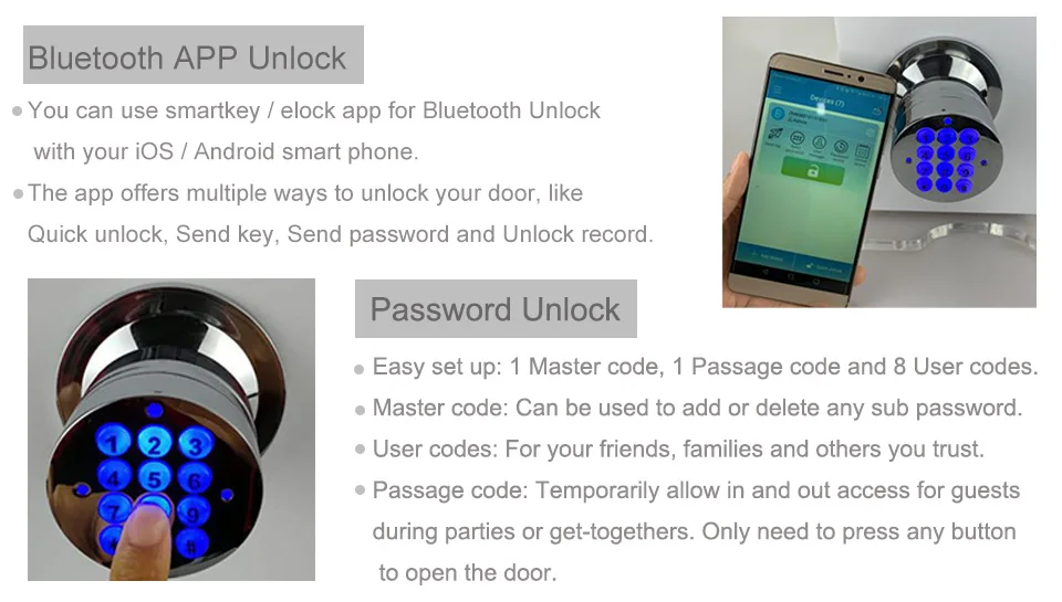TTLock умный дверной замок Bluetooth приложение цифровой код клавиатуры водонепроницаемый дэдболт без ключа ручка для входной двери для квартиры Дома Офиса