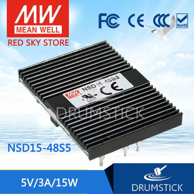 

MEAN WELL NSD15-48S5 5V 3A meanwell NSD15 5V 15W DC-DC Regulated Single Output Converter