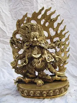 

Chinese buddhism temple copper brass carve Six-arm vajra Mahakala buddha statue