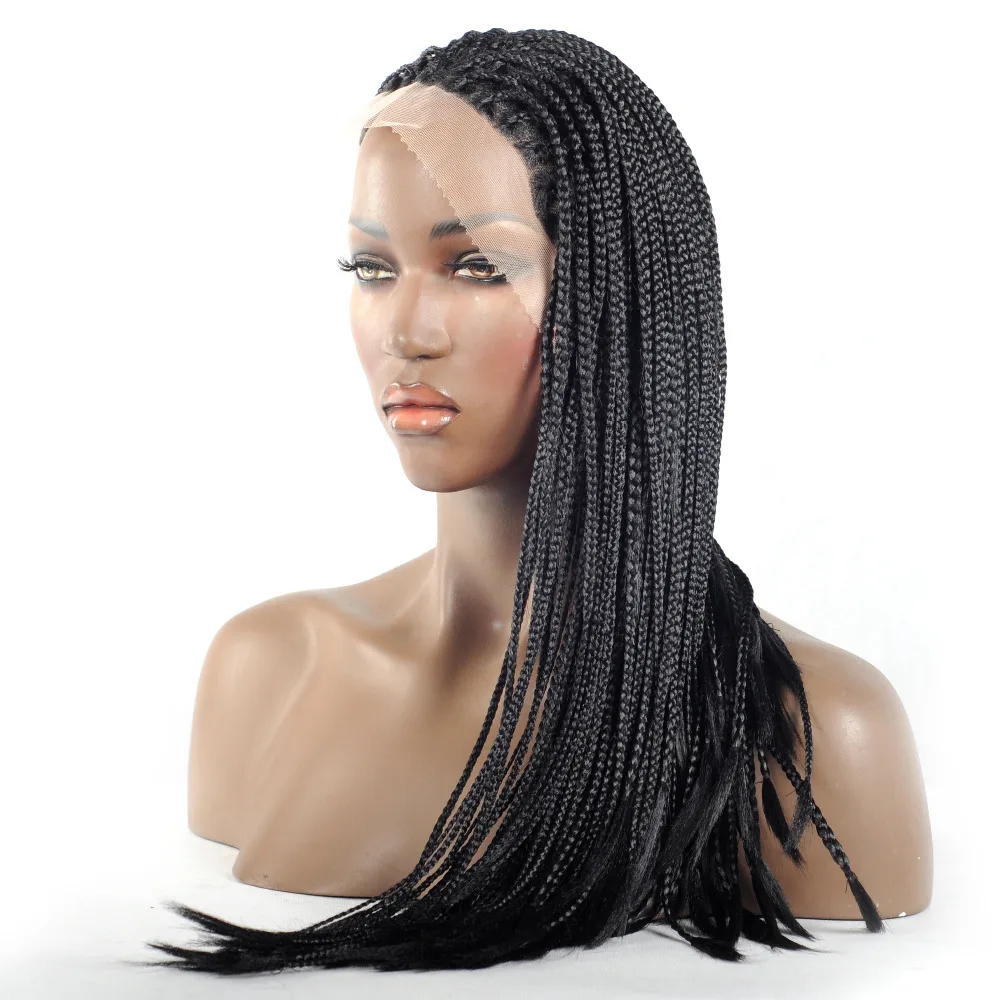 V'NICE микро коса парик черный синтетический Синтетические волосы на кружеве парик жаропрочных волокна плетеный ящик косы парик для черный Для женщин