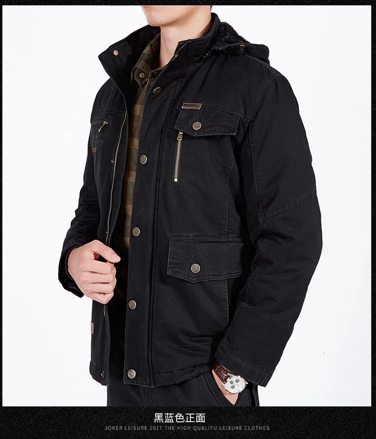 ZHAN DI JI PU Брендовая Мужская шерстяная подкладка сохраняющая тепло зимняя куртка в стиле милитари мужская зимняя куртка 175 плюс Размер 7XL 8XL 175