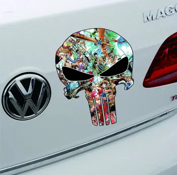 

Car Stickers ONE PIECE Pirate Skulls Cartoon Colourful Creative Decals For Tail Reflective Auto Tuning Styling 15x12cm D10