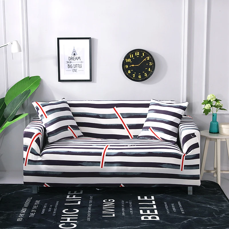 Black Plaid Elastic Sofa Protector Cover for Sofa Slipcovers Sectional L Shape Sofacover 1/2/3/4 Seater - Цвет: 5